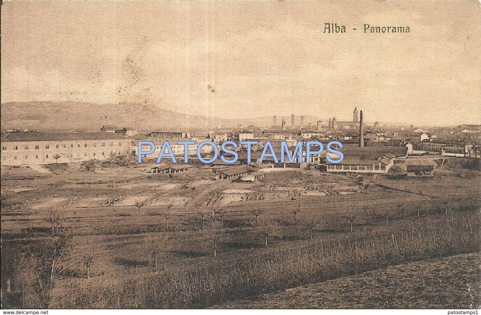 78656 ITALY ALBA CUNEO VIEW PANORAMA SPOTTED CIRCULATED TO GENOVA POSTAL POSTCARD - Autres & Non Classés