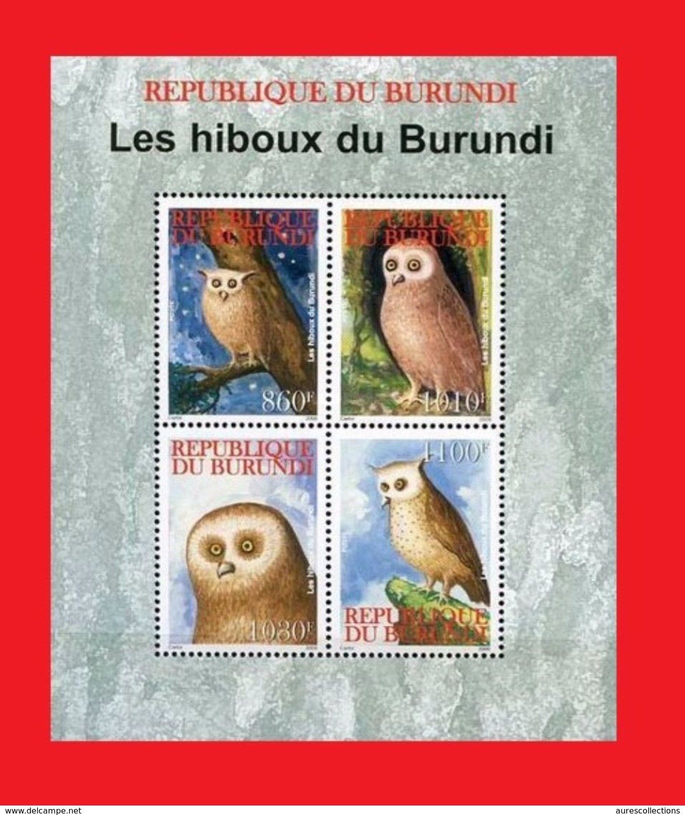 BURUNDI 2009 - HIBOU HIBOUX CHOUETTES OWL OWLS BIRD BIRDS OISEAU OISEAUX NOCTURNE NOCTURNES - RARE - FULL SET - MNH - Owls