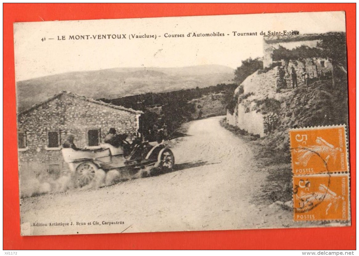 NEJ-01  Course Automobile Du Mont-Ventoux. Le Tournant De Saint-Estève. Cachet Frontal En 1923 - Rally's