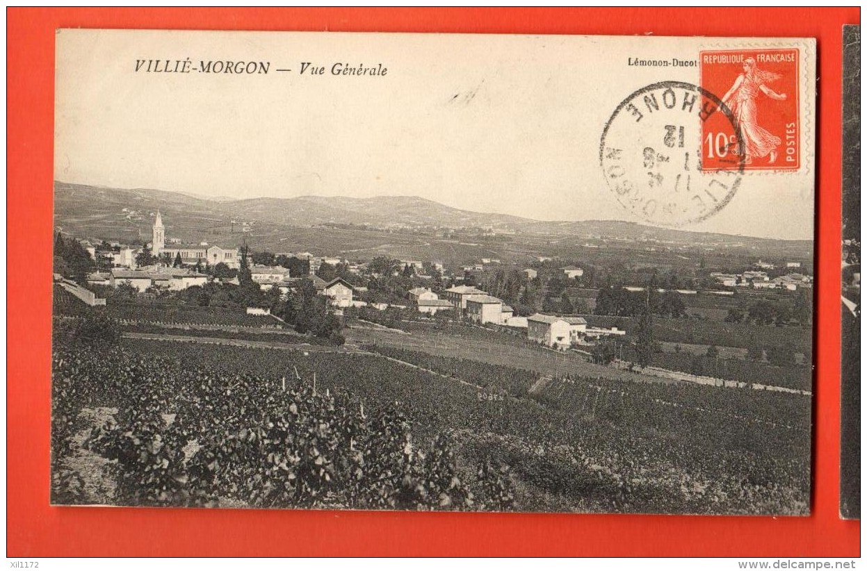 NEJ-12 Villié-Morgon Vue Générale. . Cachet Frontal 1912 - Villie Morgon