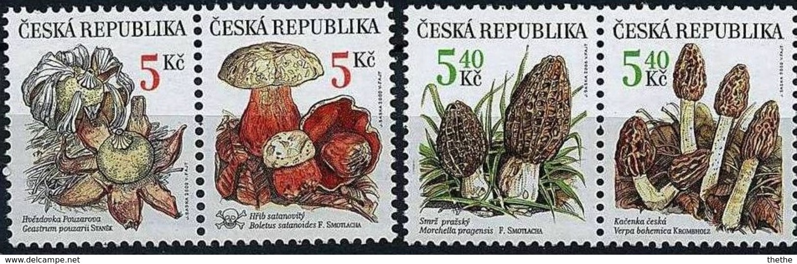 REPUBLIQUE TCHEQUE -  Champignons : Boletus Satanoides - Geastrum Pouzarii - Verpa Bohemica - Morchella Pragensis - Pilze