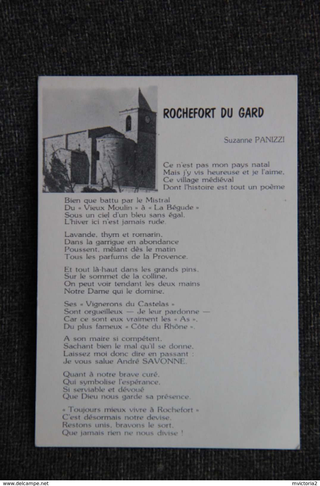 ROCHEFORT Du GARD - Poème De Suzanne PANIZZI - Rochefort-du-Gard