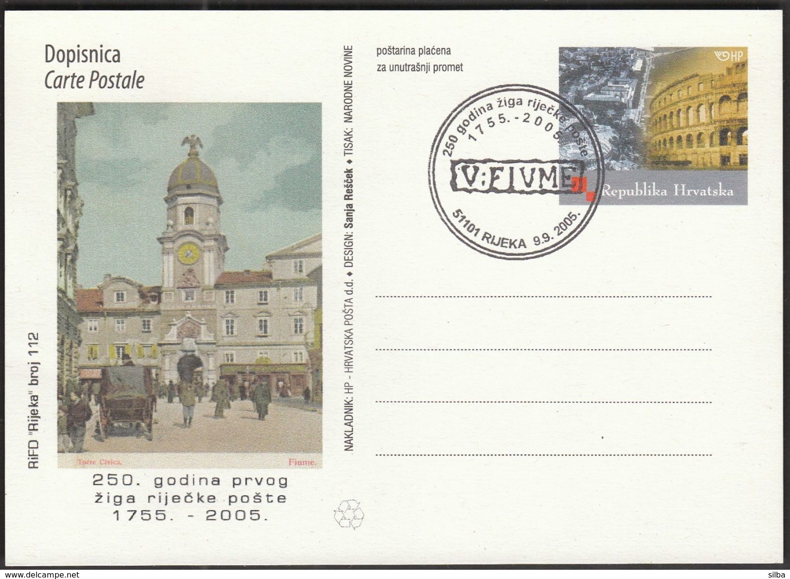 Croatia Rijeka 2005 / 250 Years Since The First Postmark Of Rijeka / FIUME - Post