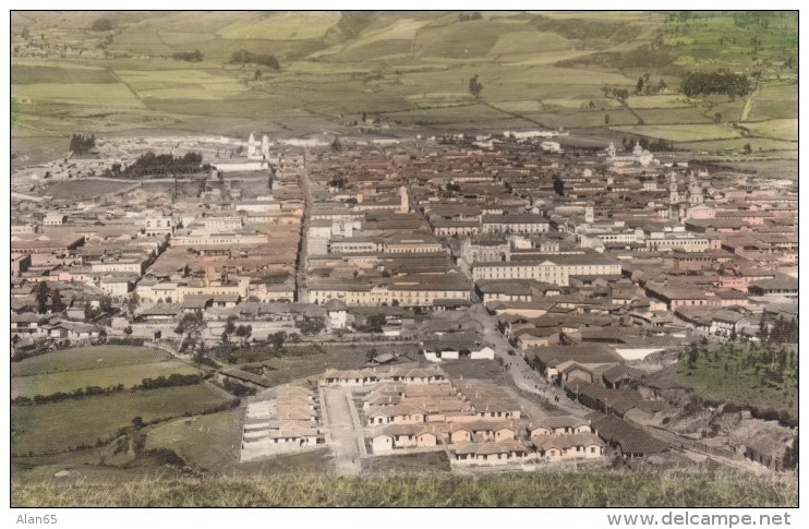 Pasto Colombia, Panoramic View Ot Town, C1940s Vintage Colorized Real Photo Postcard - Colombia