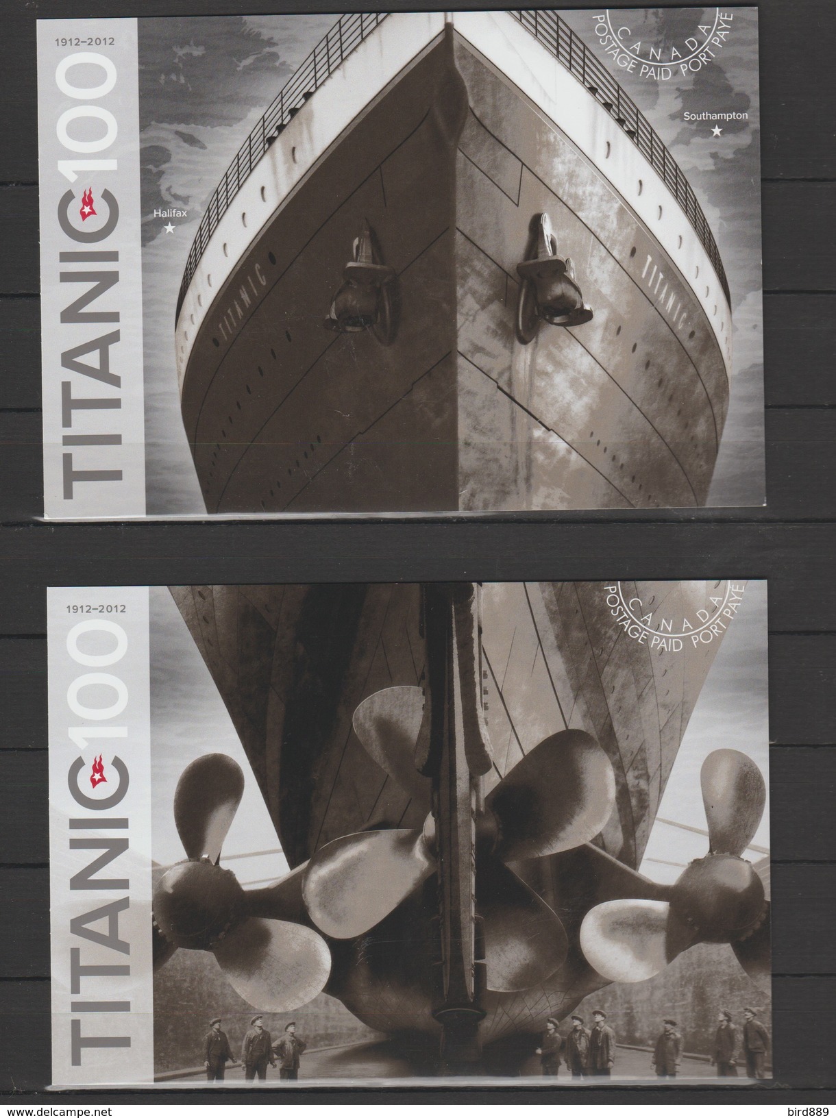 2012 Canada Titanic Ship Anchor Map Flag - Bow, Stern Propeller 2 Post Cards And FDC See Both Pictures - Post Office Cards