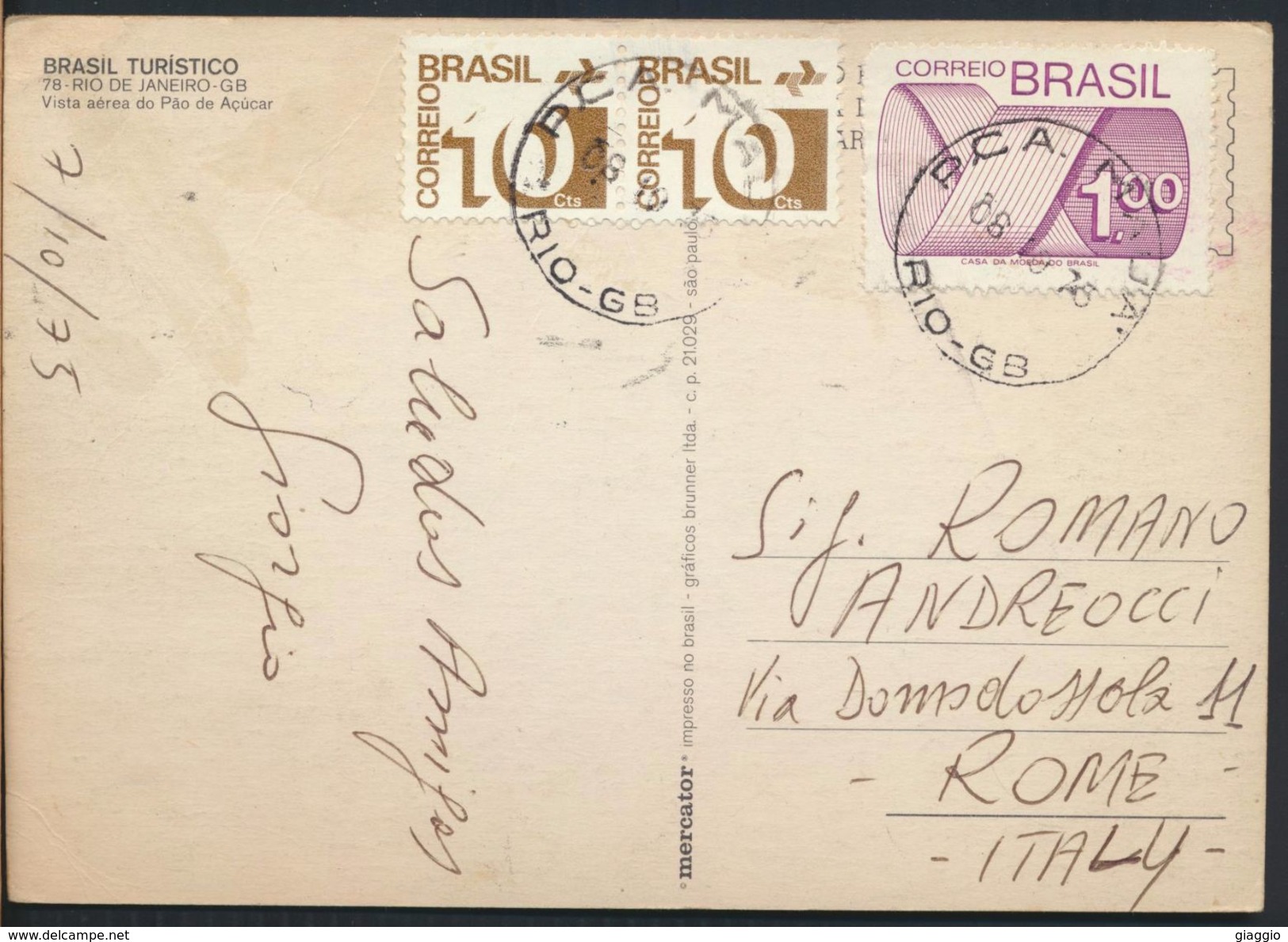 °°° 8203 - BRASIL - RIO DE JANEIRO - VISTA AEREA DO PAO DE ACUCAR - 1975 With Stamps °°° - Rio De Janeiro