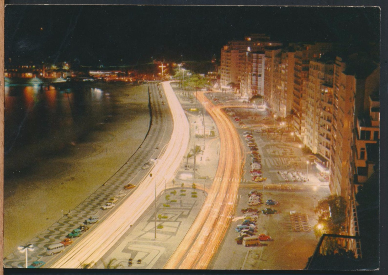 °°° 8206 - BRASIL - RIO DE JANEIRO - VISTA NOTURNA DA AV. ATLANTICA - 1973 With Stamps °°° - Rio De Janeiro