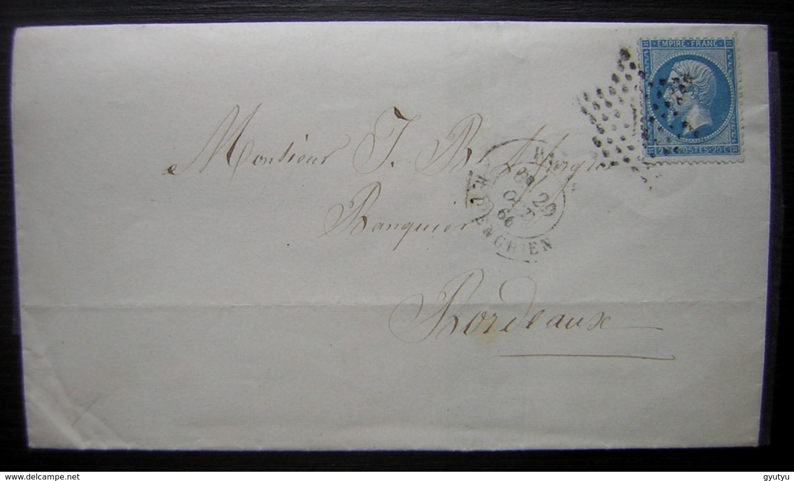 1866 Paris (Etoile)  Lettre Pour Bordeaux - 1849-1876: Période Classique