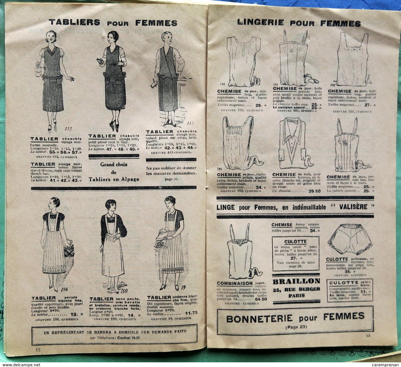 Catalogue Des Vêtements Braillon, "Aux Halles Centrales", 1935 - Publicités