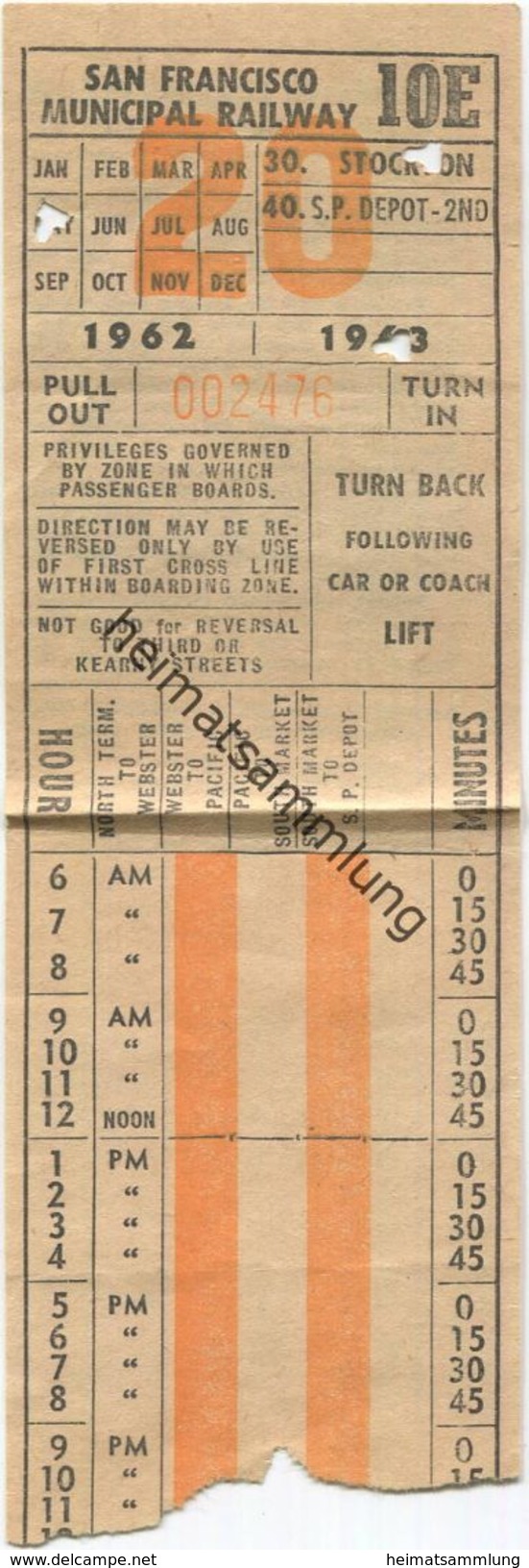 USA - San Francisco Municipal Railway - Fahrschein 1963 - World