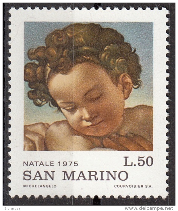 955 San Marino 1975 "La Sacra Famiglia (Tondo Doni) Dettaglio" Quadro Dipinto Michelangelo Buonarotti Paintings MNH - Cuadros