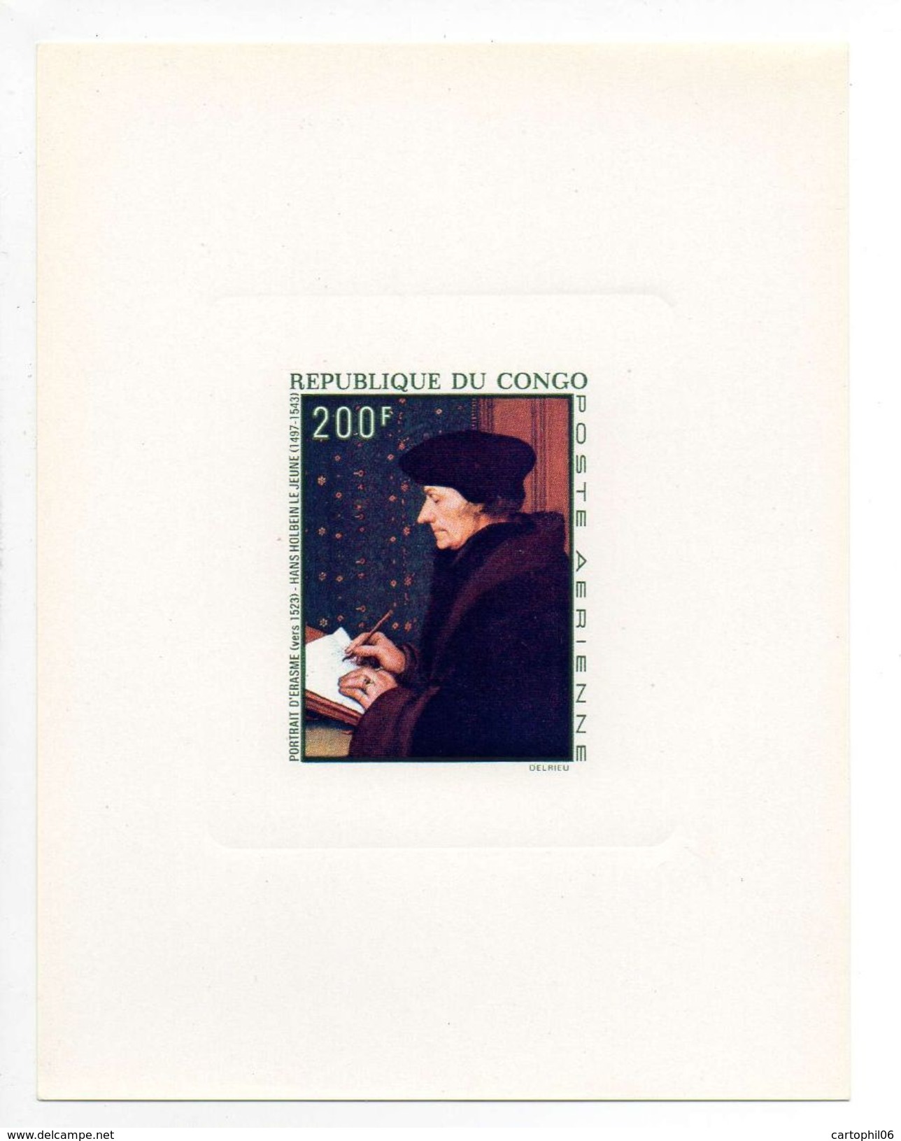 - CONGO - EPREUVE DE LUXE / DELUXE PROOF 1970 - 200 F. Tableau Portrait D'Erasme, De HANS HOLBEIN LE JEUNE - - Sonstige & Ohne Zuordnung