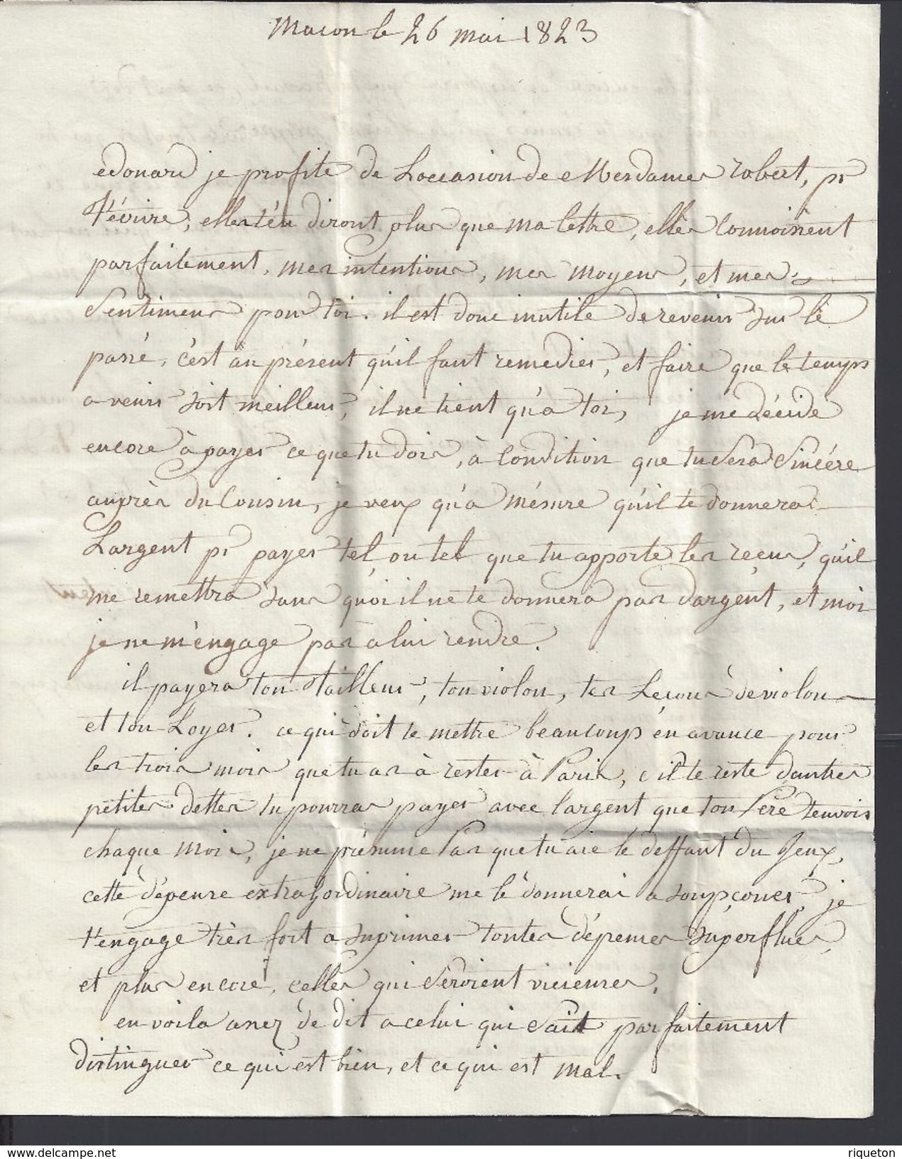 FR - Lettre De Macon à Monsieur Edouard Morin, En Port Payé, Pour Paris - B/TB - - 1801-1848: Précurseurs XIX