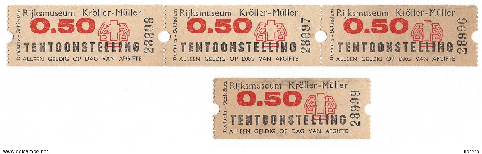 Kröller-Müller Oude Toegangsbewijzen 4 Stuks - Tickets D'entrée