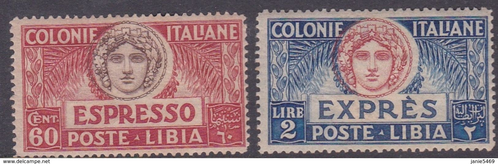 Italy-Colonies And Territories-Libya E 7-8 1922 Special Delivery Stamp, Set, Mint Never Hinged - Libya