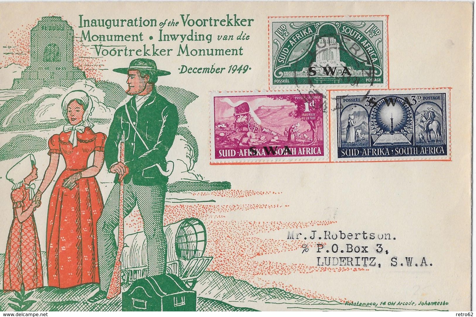 1949 South Africa Inauguration VOORTREKKER Monument FDC - FDC