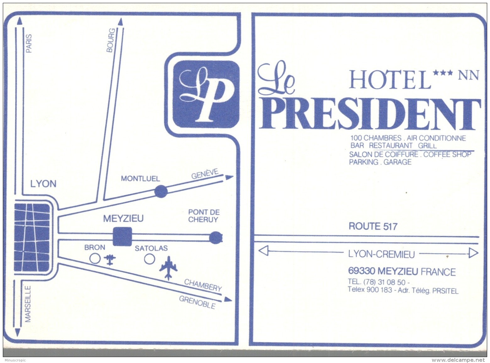 CPM 69 - Meyzieu - Hôtel Président - Carte Postale Publicitaire - Meyzieu