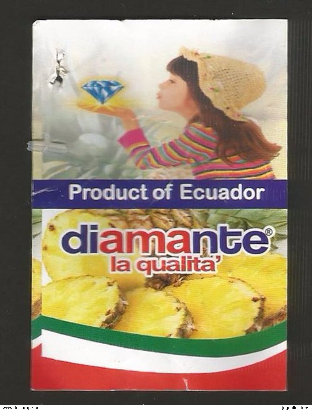 # PINEAPPLE DIAMANTE Fruit Tag Balise Etiqueta Anhanger Ananas Pina Costa Rica Chapeau Hat - Fruits & Vegetables