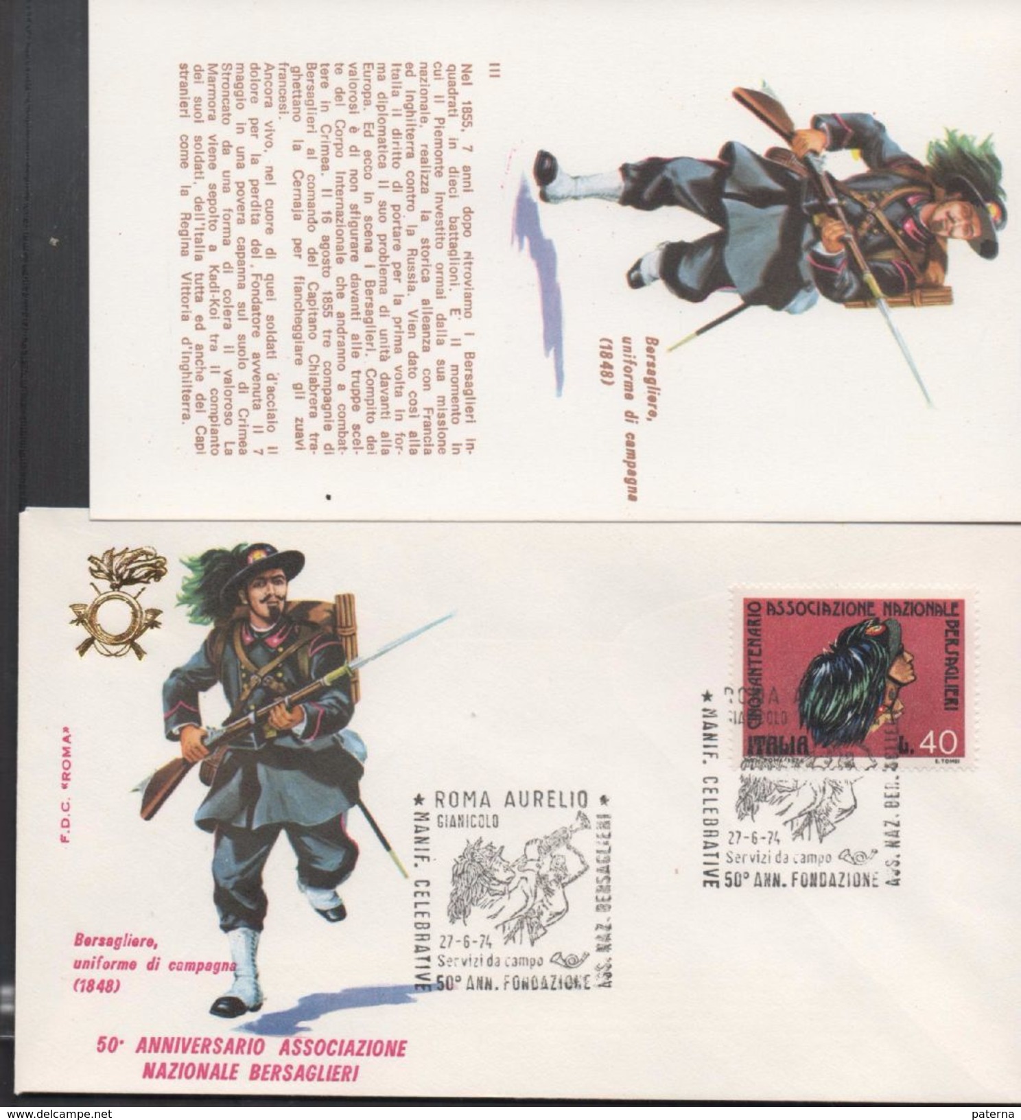 3179  FDC + Postal ,  Italia  1974  Uniformes Militares,.Roma Aurelio - Militaria