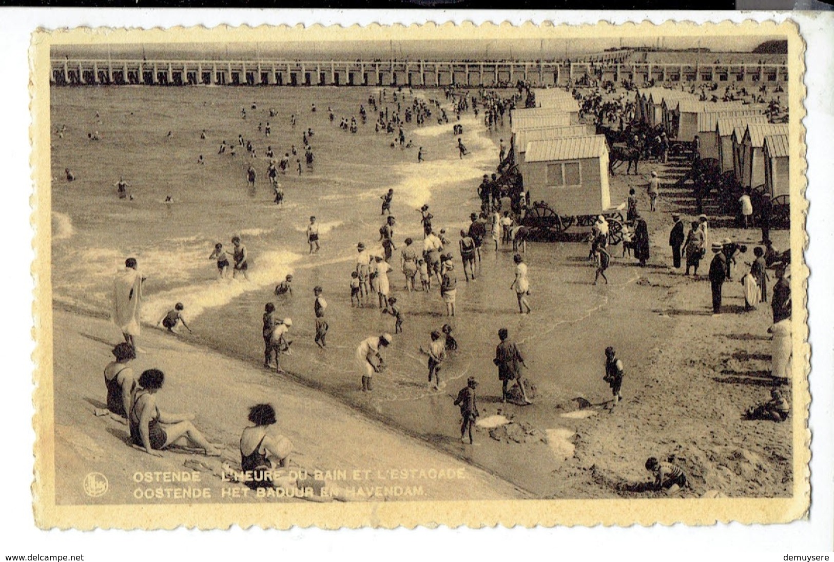 42844 -D4- OOSTENDE HET  BADUUR EN HAVENDAM - OSTENDE L'HEURE DU BAIN ET L'ESTACADE - Oostende