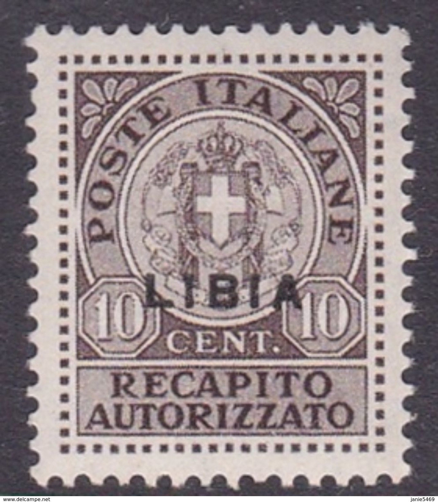 Italy-Colonies And Territories-Libya RA 4 1942 Authorized Delivery Stamp 10c Brown, Mint Hinged - Libya