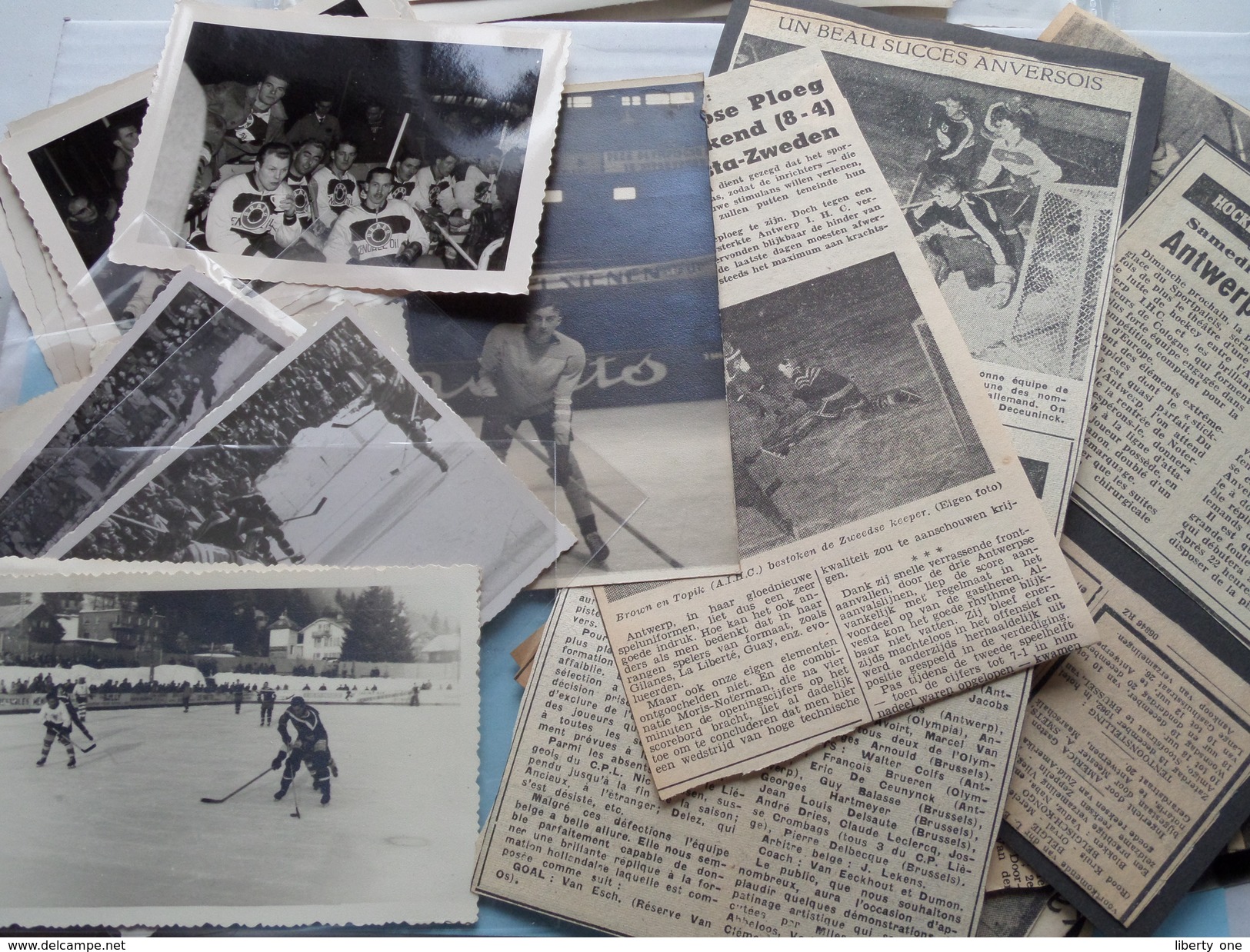 IJSHOCKEY ( o.a. Antwerp Ice Hockey Club - BRABO Kendall Oil - ) Verzameling Foto's + docu Anno 1940-50 ( HOCKEY ) !