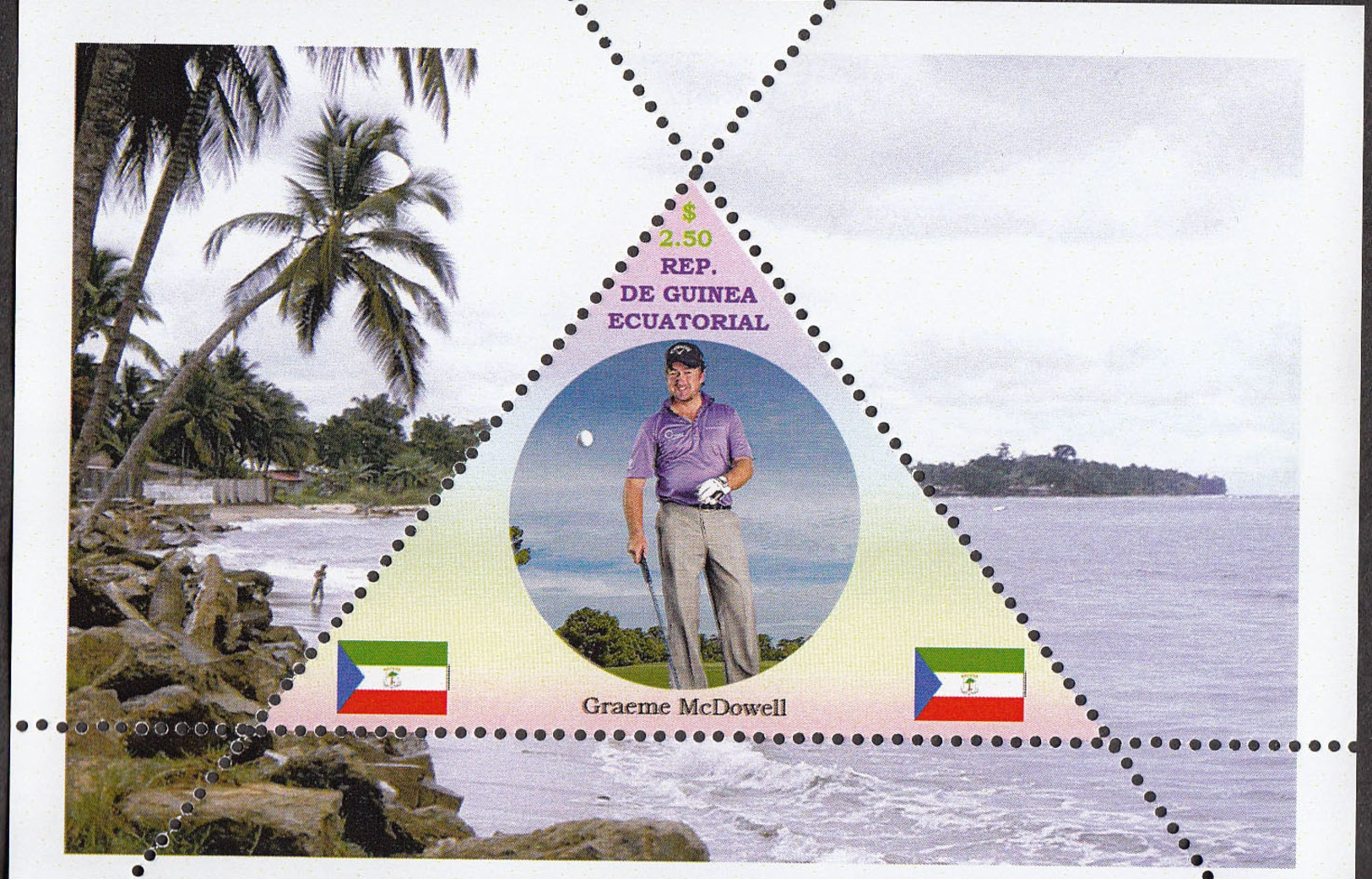 Golf Graeme McDowell  GUINEA ECUATORIAL  TRIANGULAR STAMP 1 Sheet (Mint NH) - Golf