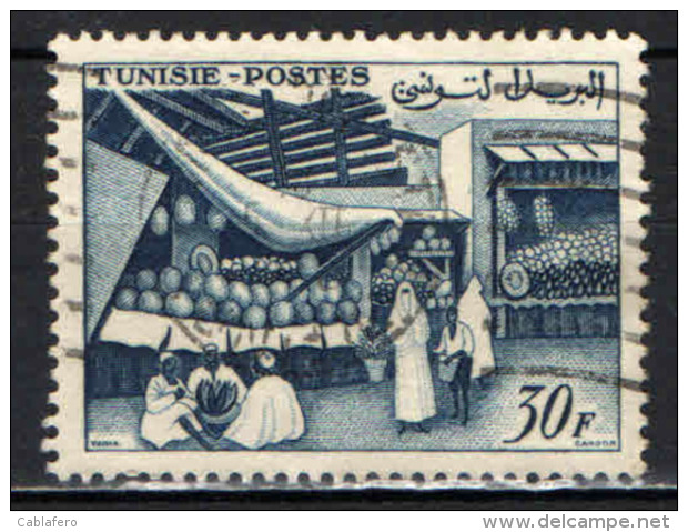 TUNISIA - 1956 - MERCATO DELLA FRUTTA - USATO - Tunisia (1956-...)