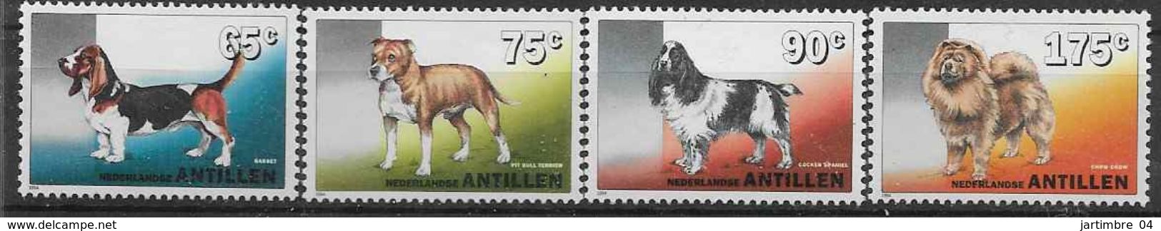 1994 ANTILLES NEERLANDAISES 969-72** Animaux, Chiens - Curaçao, Antilles Neérlandaises, Aruba