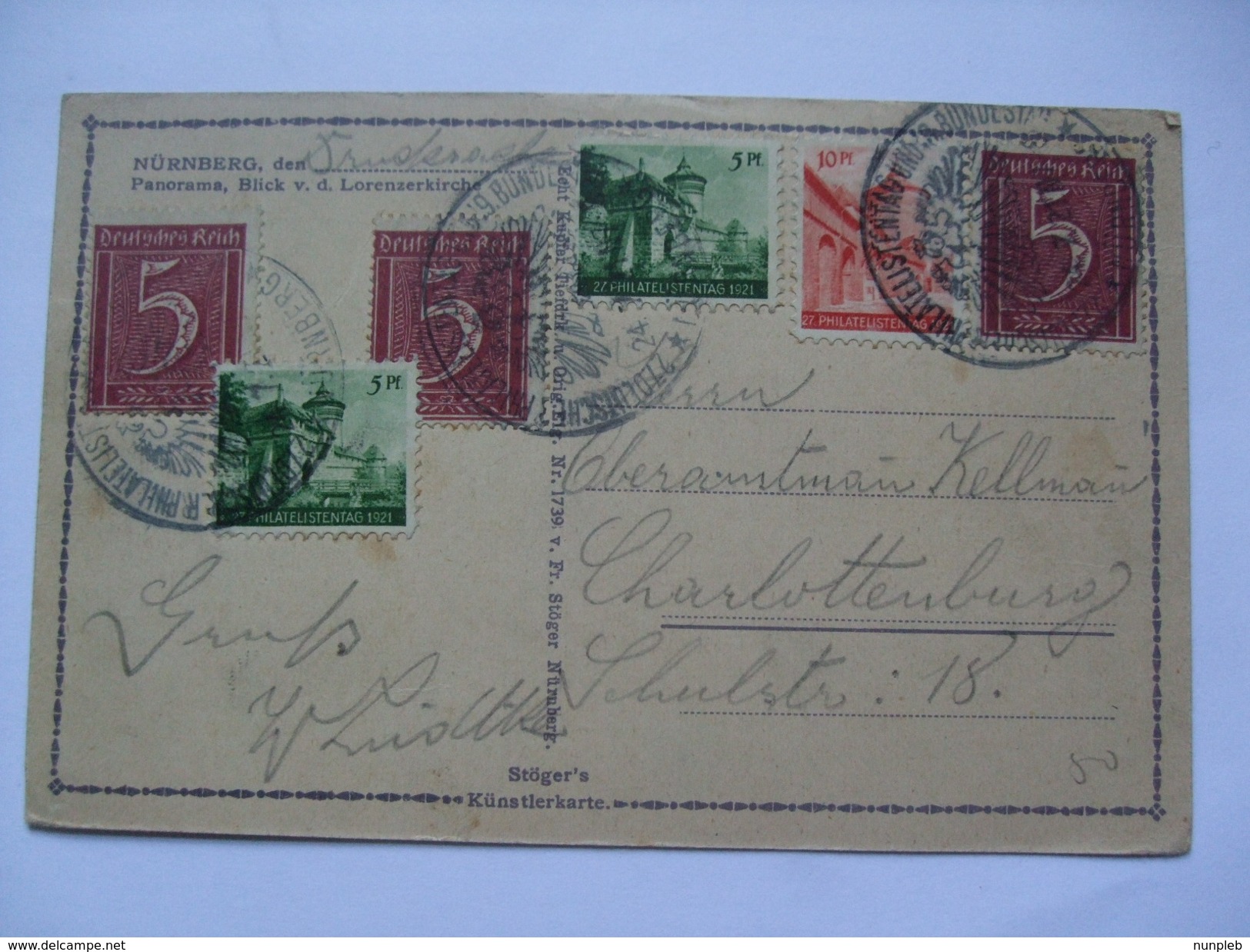 GERMANY 1921 - Postcard - Mit Philatelistentag 1921 Briefmarke Und Sonderstempel - Briefe U. Dokumente