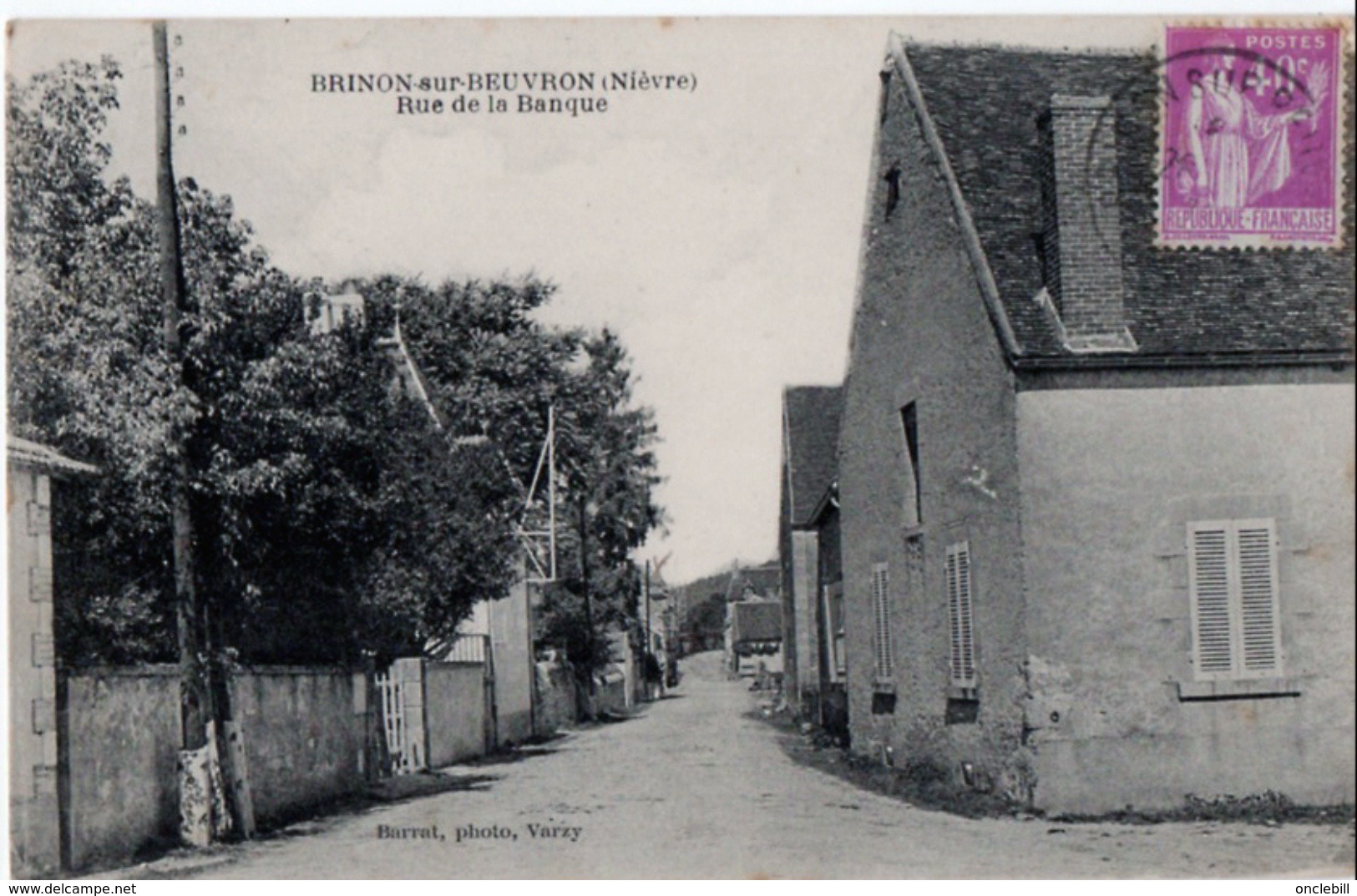 Brinon Sur Beuvron Nièvre Rue Banque 1933 état Superbe - Brinon Sur Beuvron