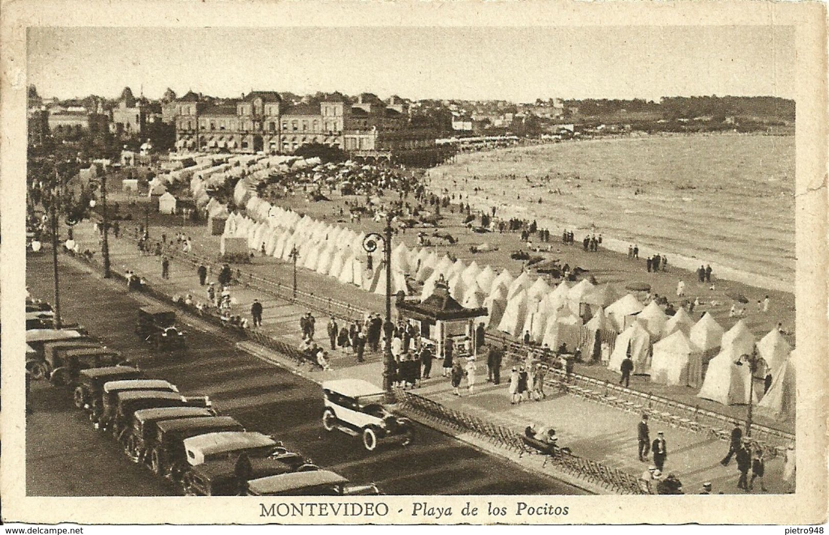 Montevideo (Uruguay) Playa De Los Pocitos, Spiaggia, Beach, Plage, Auto D'epoca, Voitures, Old Cars - Uruguay