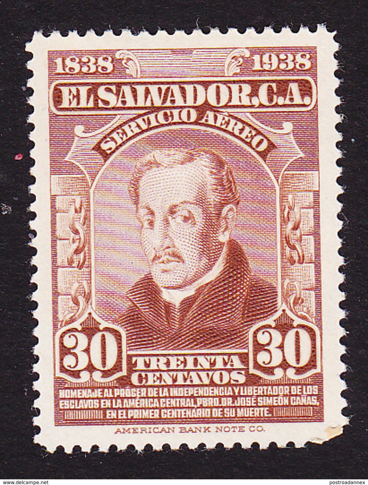 El Salvador, Scott #C64, Mint Hinged, Jose Simeon Carias Y Villacorta, Issued 1938 - El Salvador