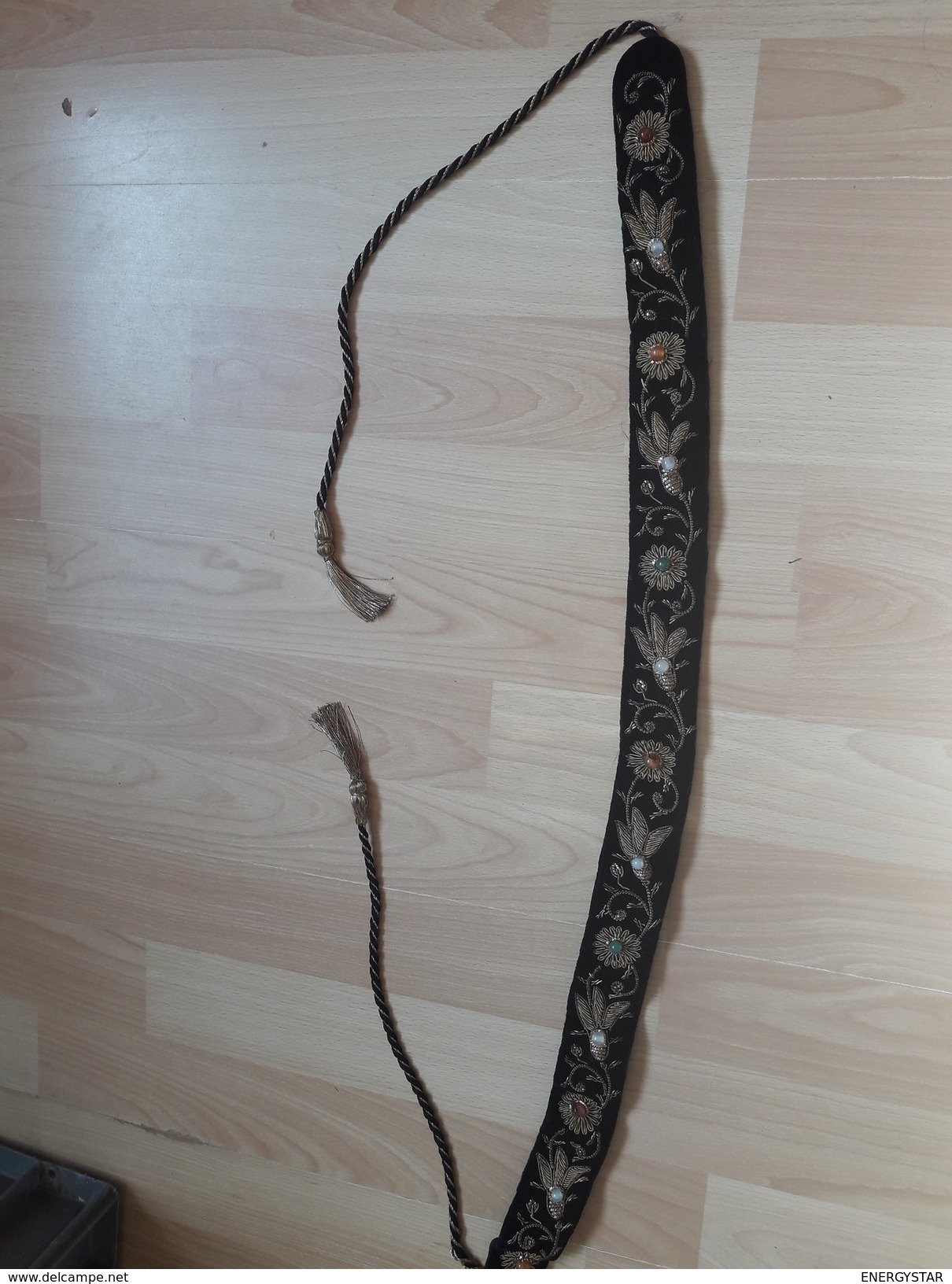 VINTAGE : ANCIENNE CEINTURE BRODERIES SERTIE DE  PIERRES - Cinture & Fibbie