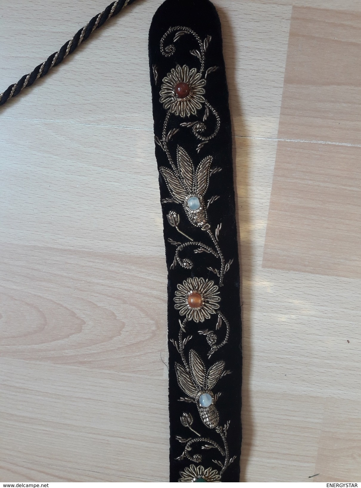 VINTAGE : ANCIENNE CEINTURE BRODERIES SERTIE DE  PIERRES - Cinturones & Hebillas