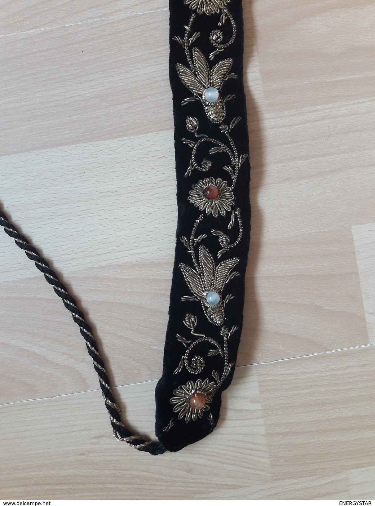 VINTAGE : ANCIENNE CEINTURE BRODERIES SERTIE DE  PIERRES - Cinturones & Hebillas