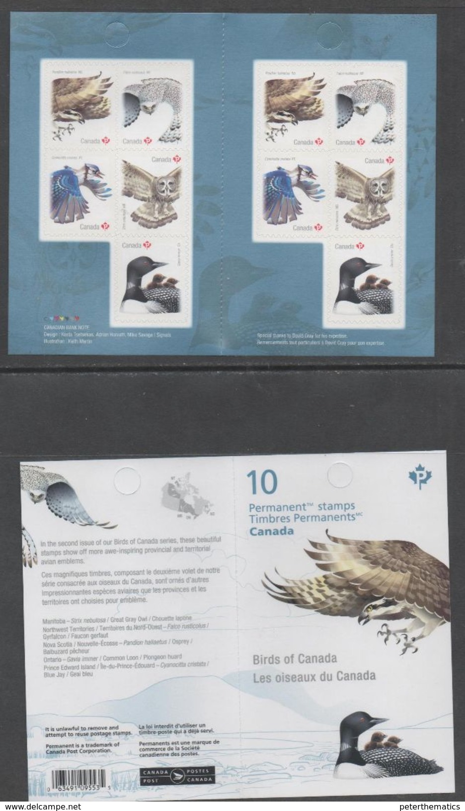 CANADA, 2017, MNH, BIRDS, OWLS, SELF-ADHESIVE  BOOKLET - Owls