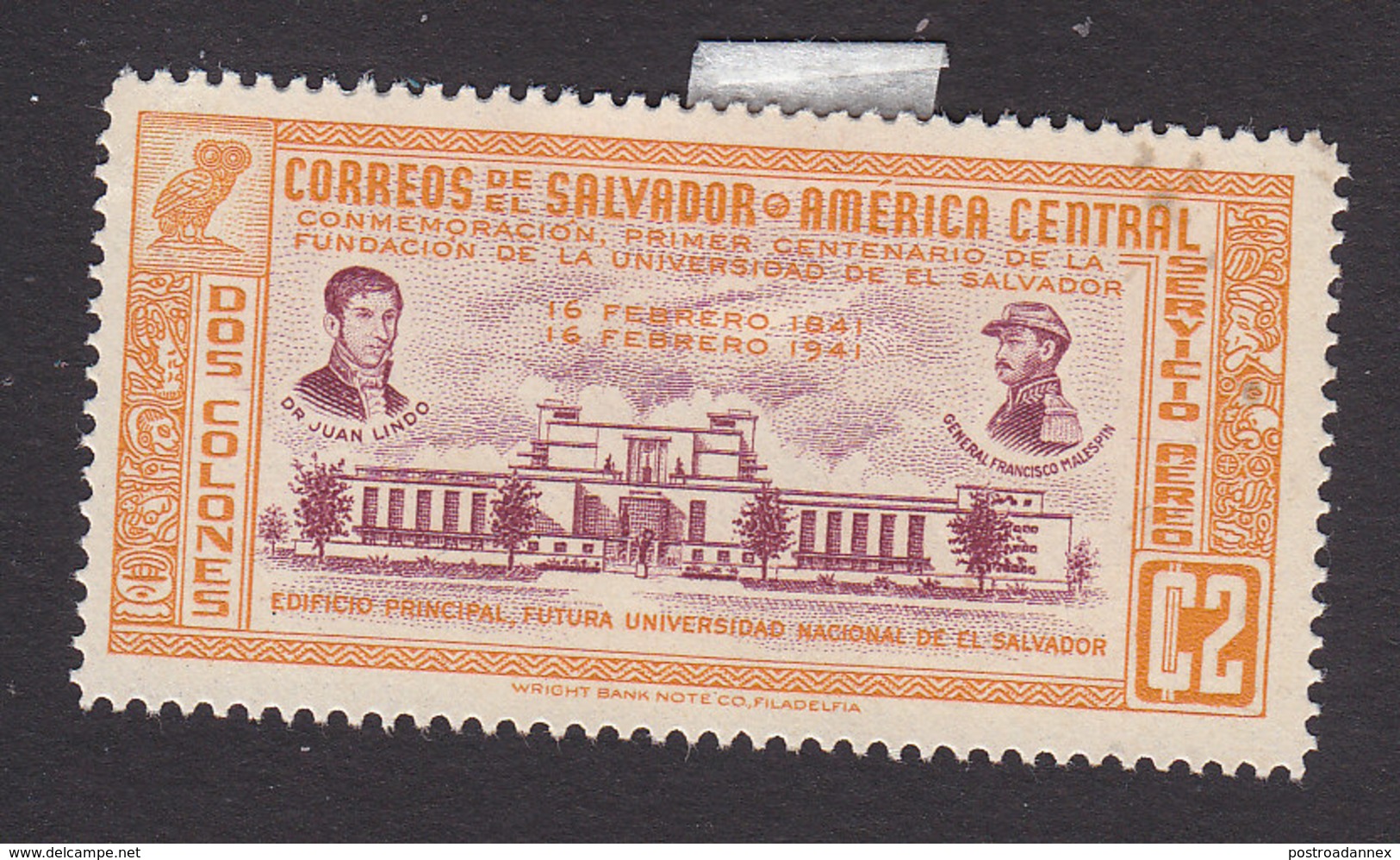 El Salvador, Scott #C83, Mint Hinged, Centenary Of University Of El Salvador, Issued 1941 - El Salvador