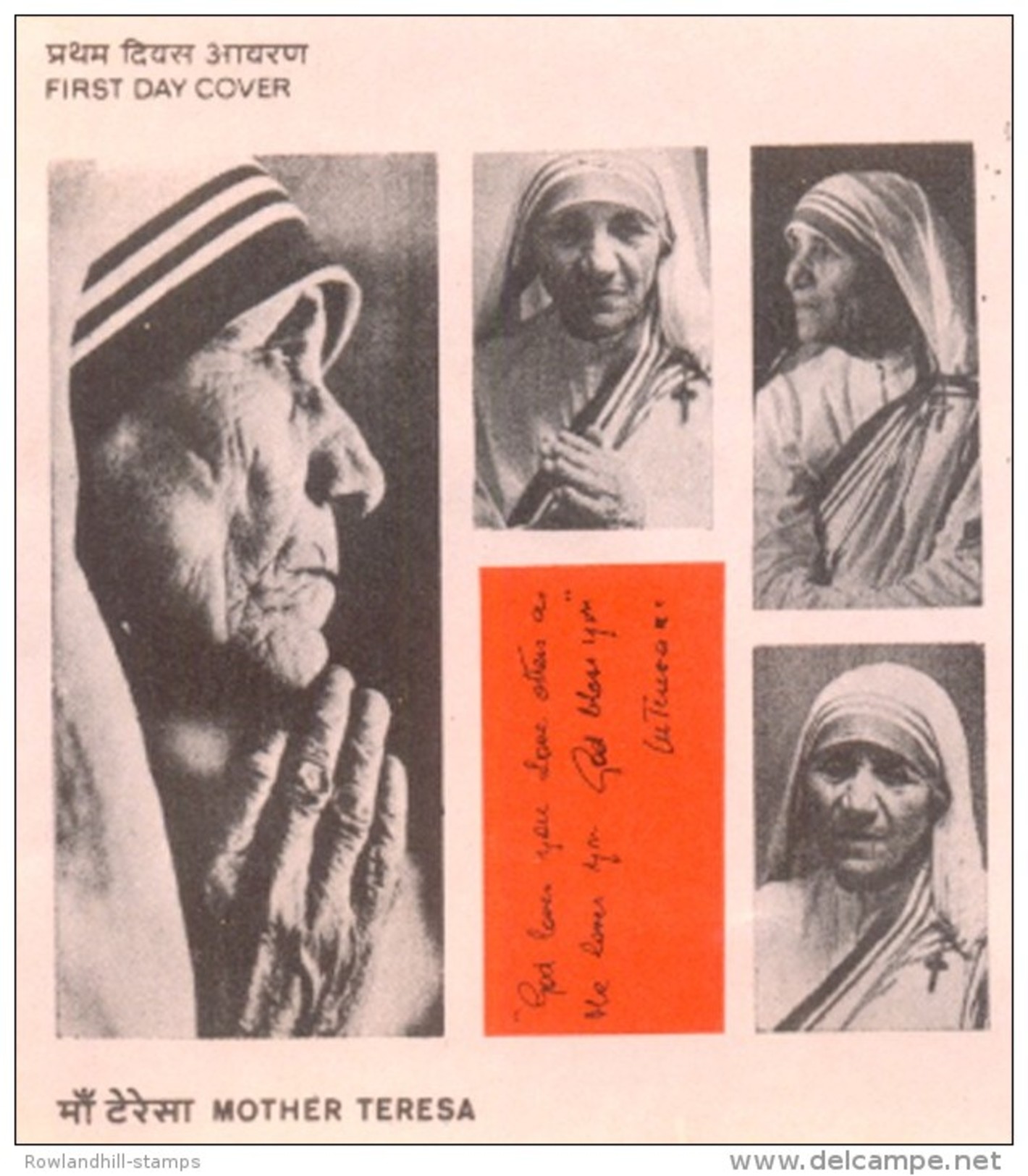 INDIA, 1980, MOTHER TERESA, FDC, TERESA, Saint, Woman, Lady, Christianity, Vatican, Social Service, Religion. - Mutter Teresa