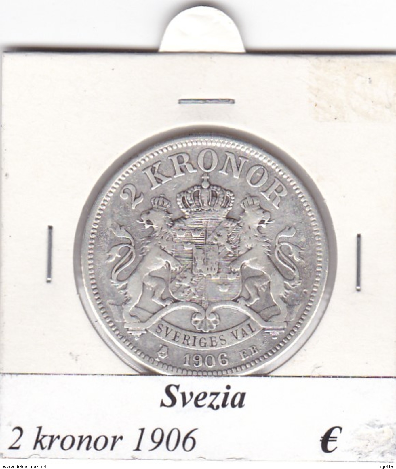 SVEZIA   2  KRONOR  ANNO 1906  COME DA FOTO - Svezia