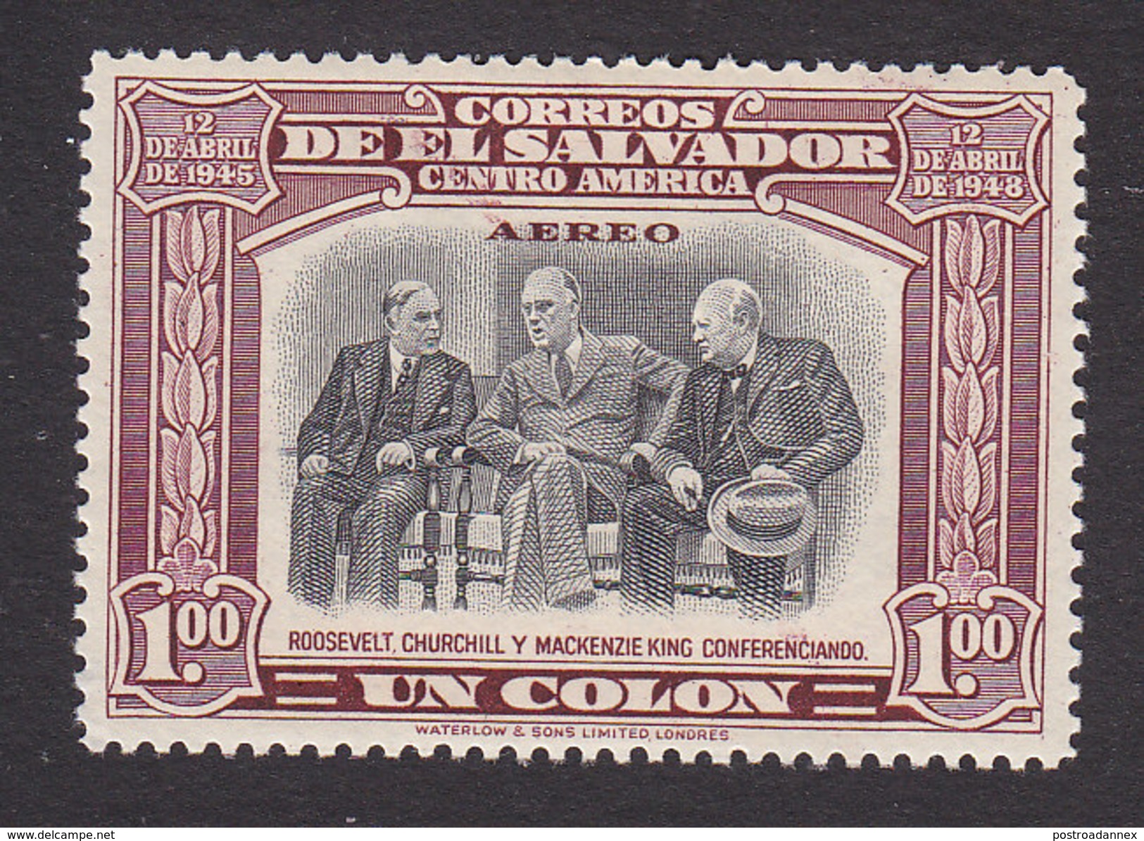 El Salvador, Scott #C115, Mint Hinged, Roosevelt, Issued 1948 - El Salvador