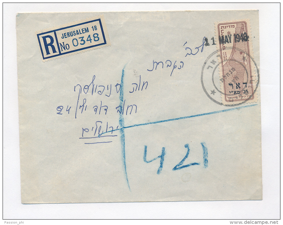 ISRAEL 1948 INTERIM PERIOD J.N.F REGISTERED COVER FROM JERUSALEM - Autres & Non Classés