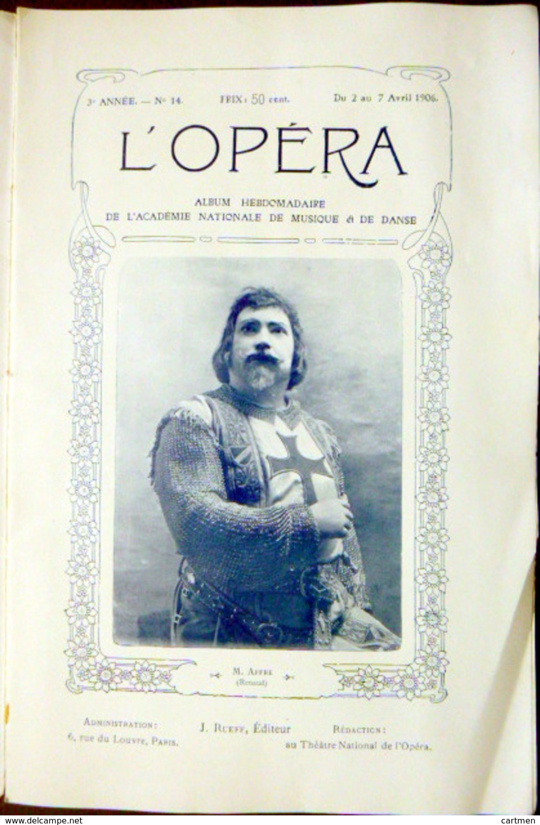 PROGRAMME L'OPERA GLUCK ARMIDE 7 AVRIL 1906 PAPIER GLACE BELLE COMPOSITION ALLEGORIQUE DE GORGUET ART NOUVEAU 12 P - Programmes