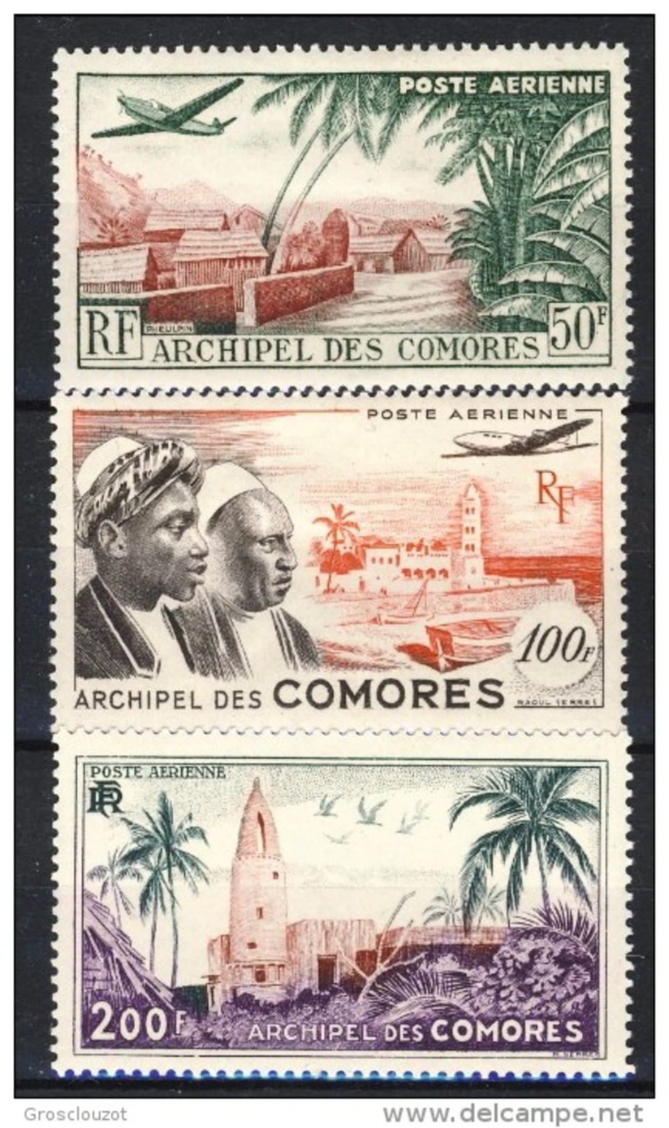 Comores Posta Aerea  1950-53 Vedute Serie N. 1-3 ** MNH Catalogo € 35 - Posta Aerea