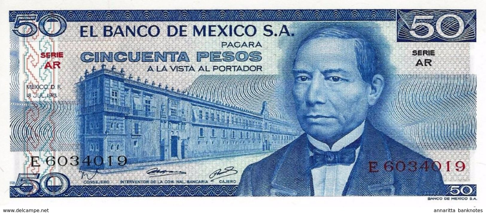 MEXIQUE 50 PESOS 1973 P-65a NEUF SERIE AR [MX065a] - Mexique