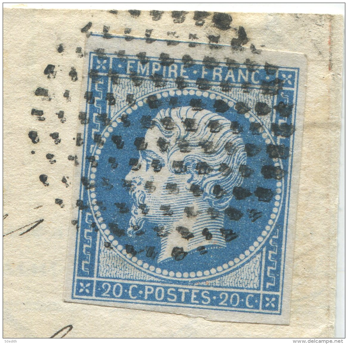 N° 14  + Cercle De Points Type 3308 + Cachet 1366 / Lettre De Paris  Pour Bordeaux - 1853-1860 Napoléon III