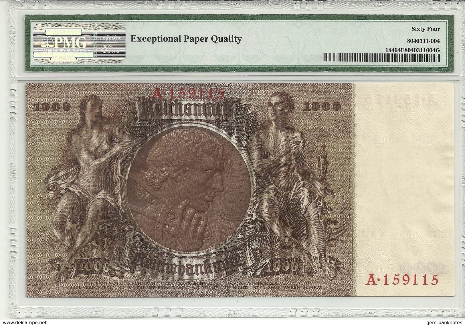 Germany, Reichsbank, 1000 Reichsmark 1936 P184 Graded 64 EPQ By PMG (Choice Uncirculated) - 1000 Reichsmark