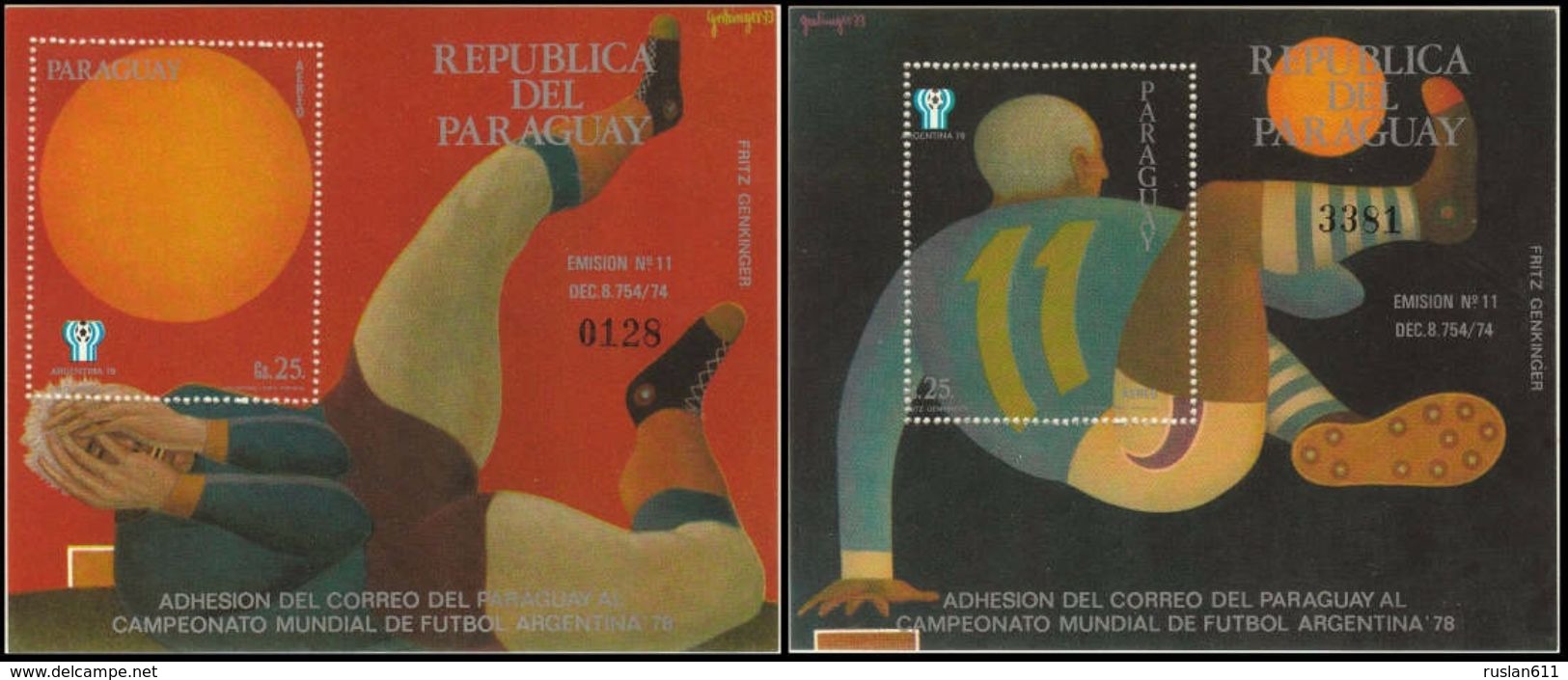 Soccer Football Paraguay 1977 Bl 310/11 1978 World Cup Argentina MNH ** - 1978 – Argentina