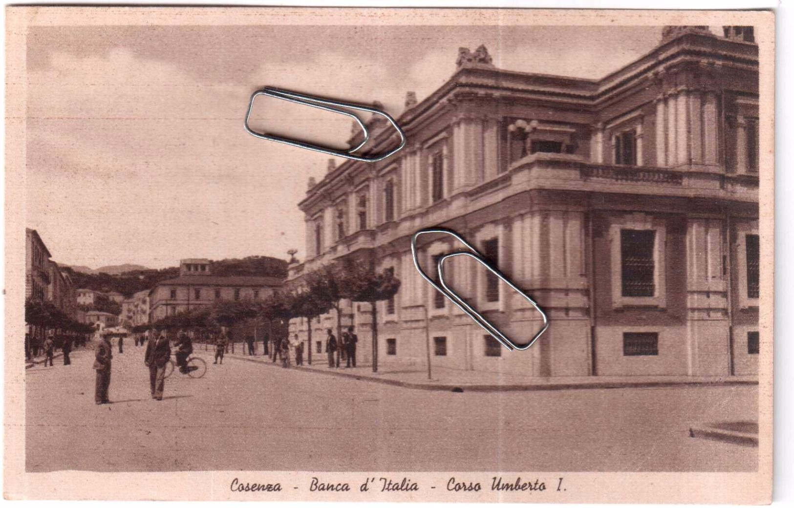 COSENZA BANCA D'ITALIA CORSO UMBERTO I ANNI 40  VIAGGIATA 1951 - Cosenza