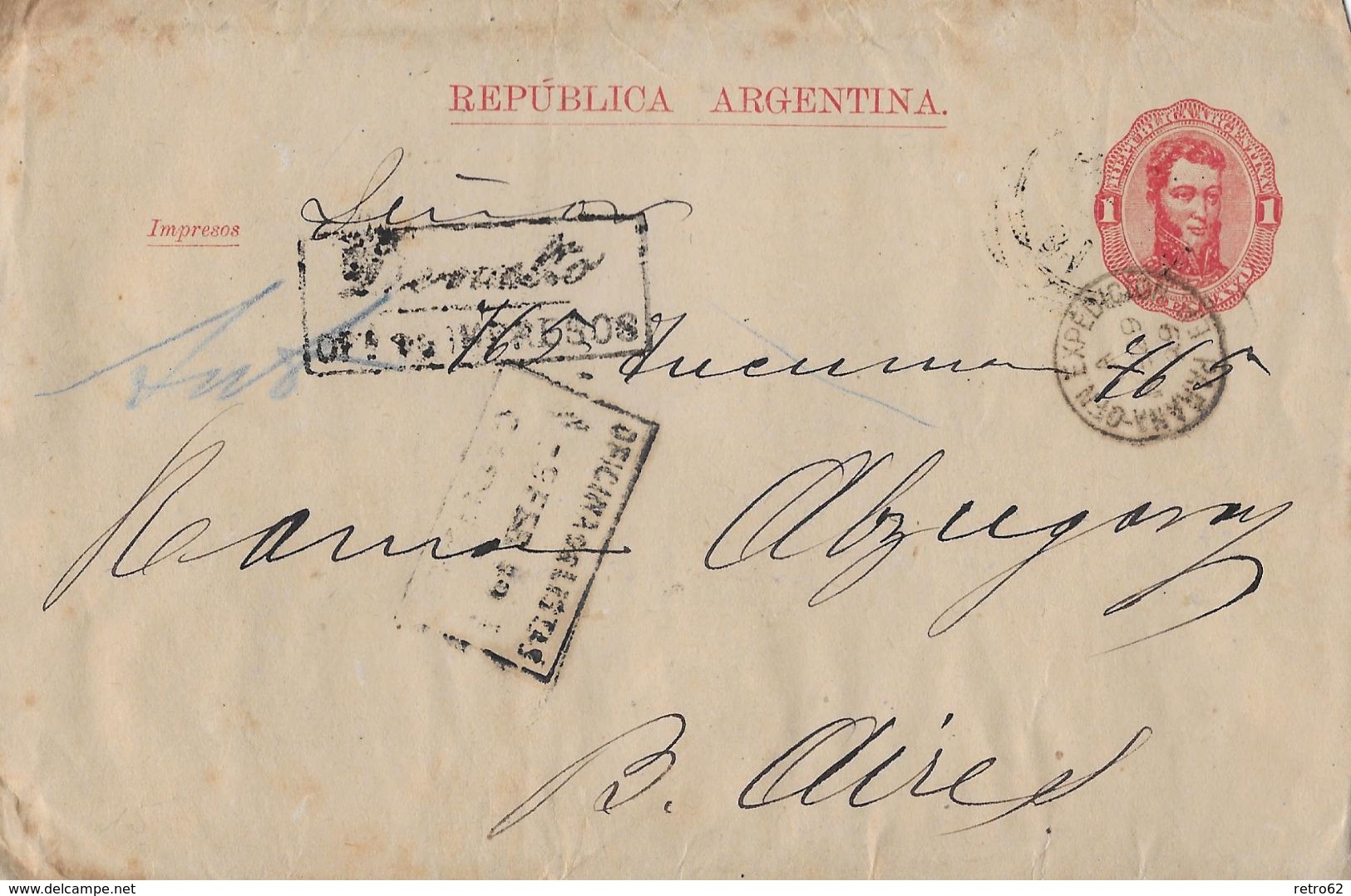 REPUBLICA ARGENTINA 1889 - R-Letter, Very Rare - Entiers Postaux